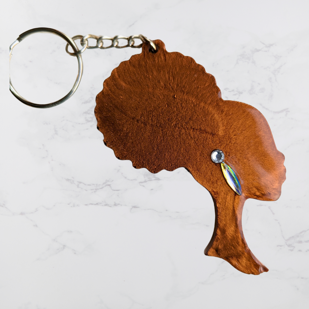 Female Afro-head shaped Keyring