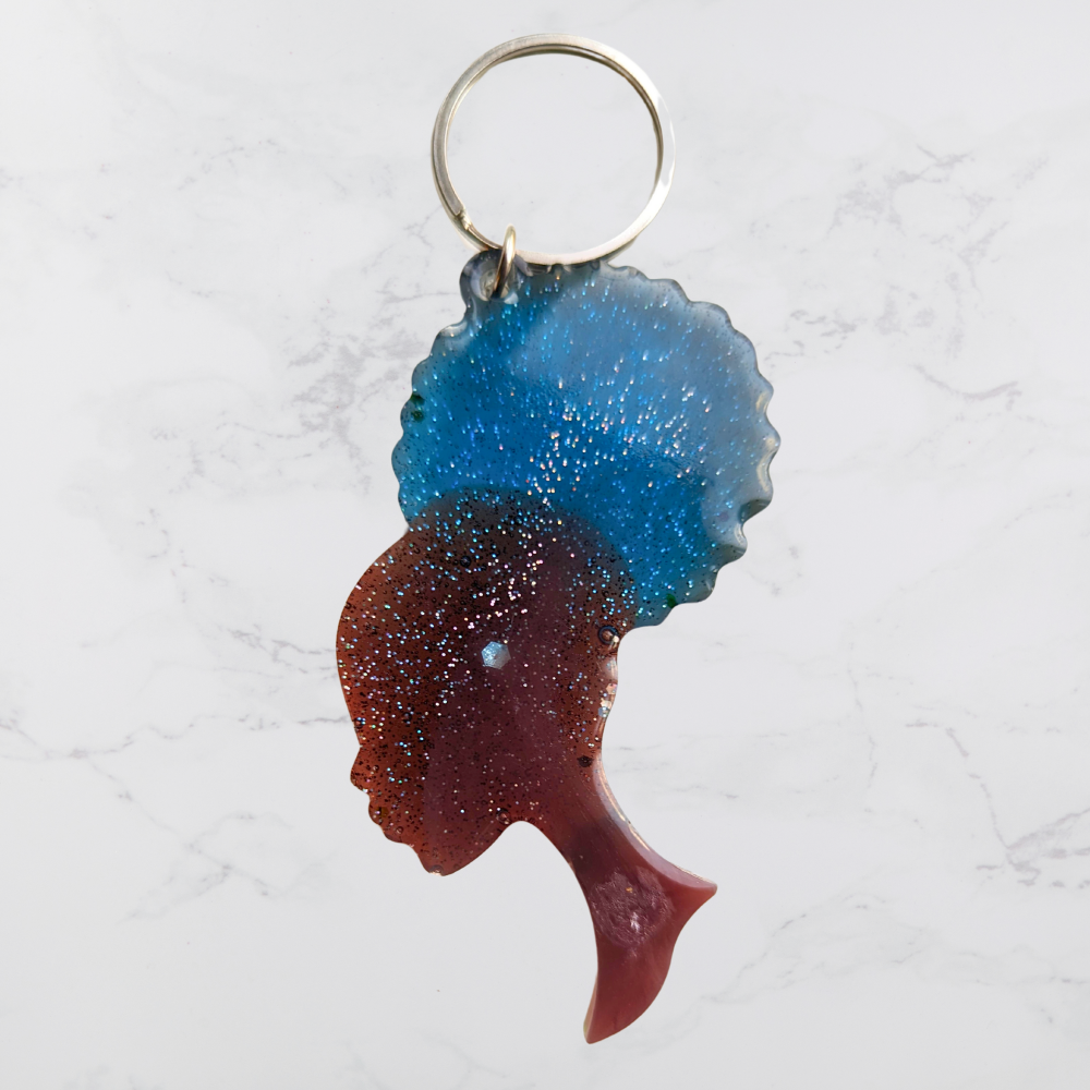 Female Afro-head shaped Keyring