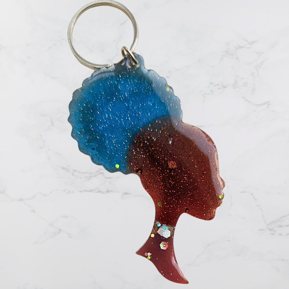 Female Afro-head shaped Keyring