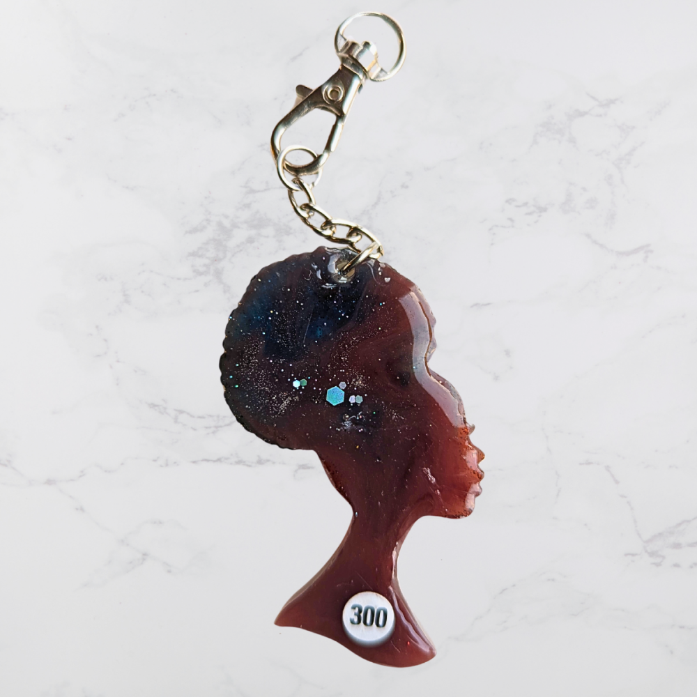 Brown Female Afro-head shaped Keyring