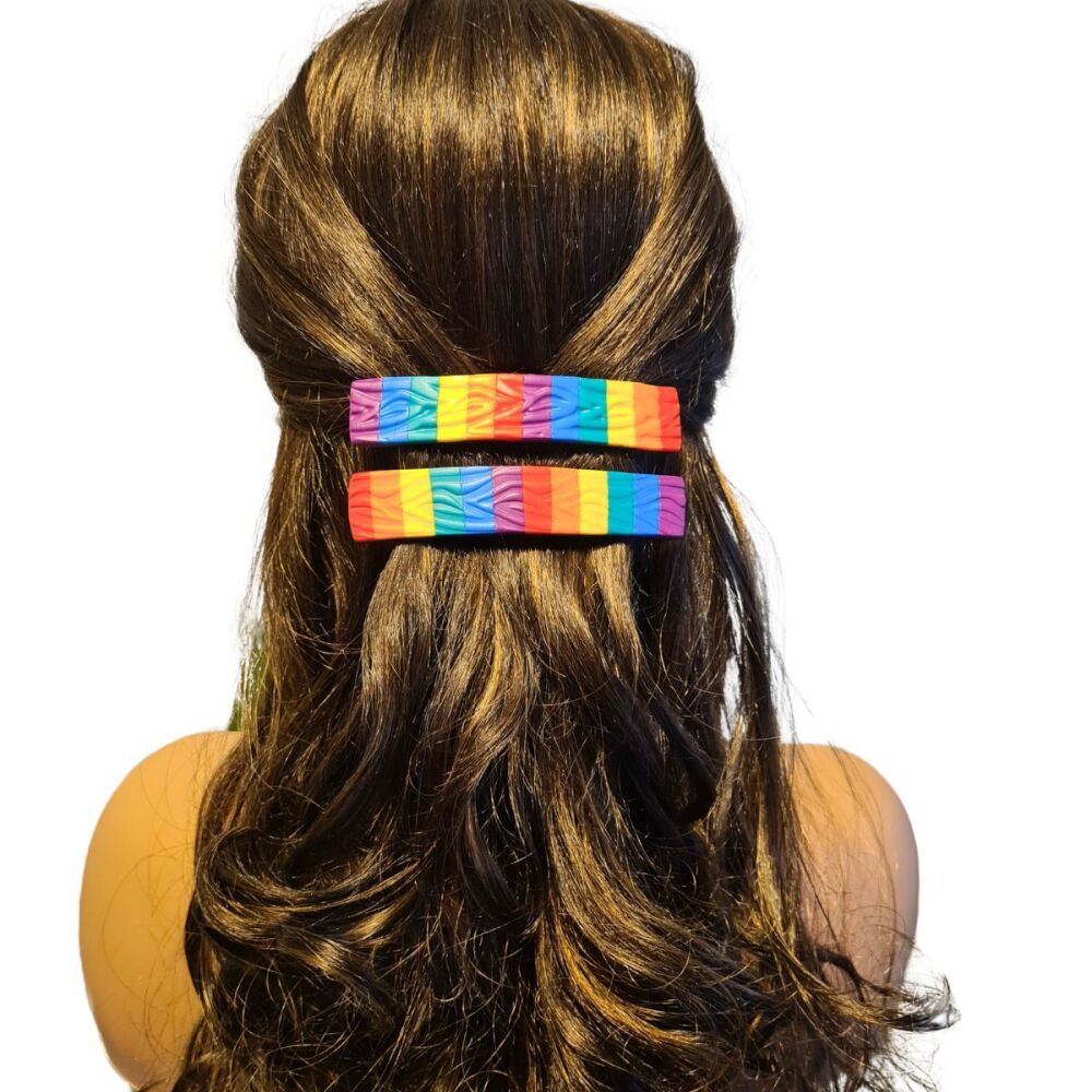 Hair Clip Barrette in Rainbow Colours