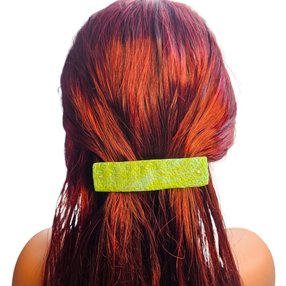 Coral Green Leather Effect Hair Clip