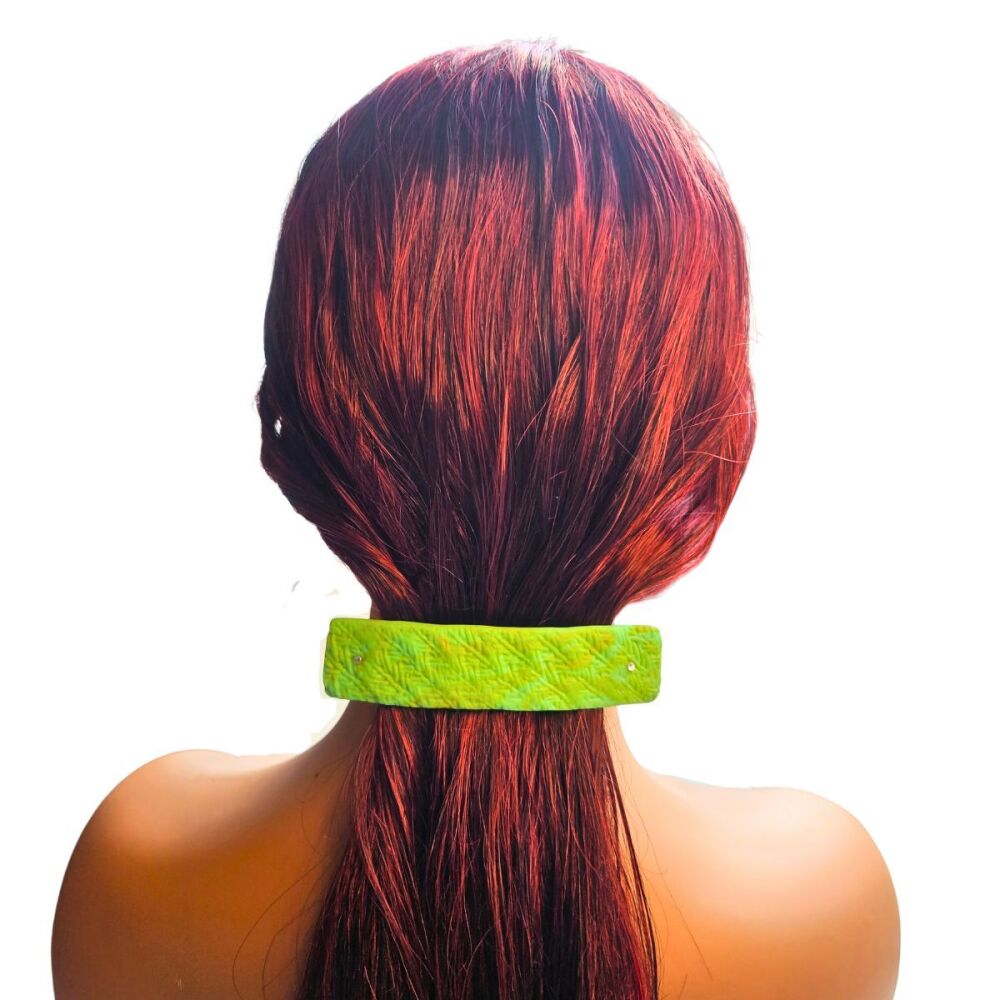Coral Green Embossed Hair Clip