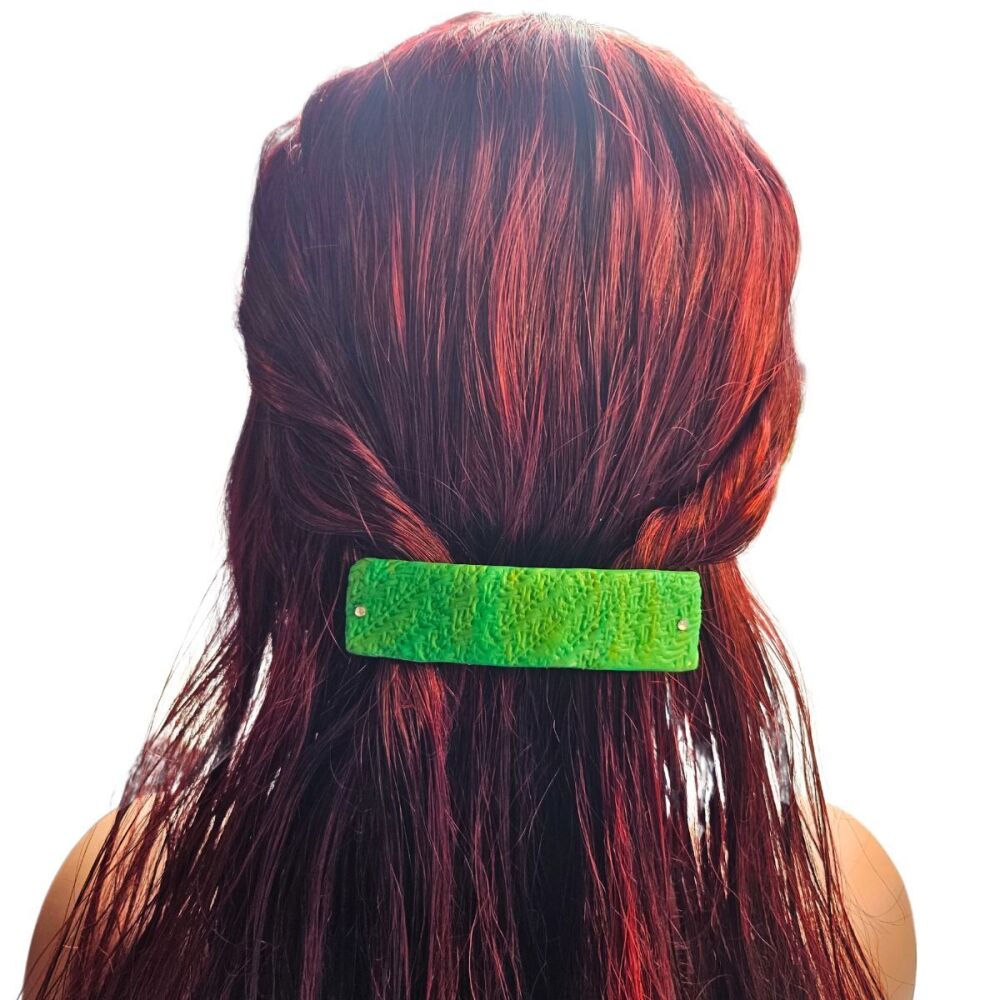 Dark Green Embossed Hair Clip