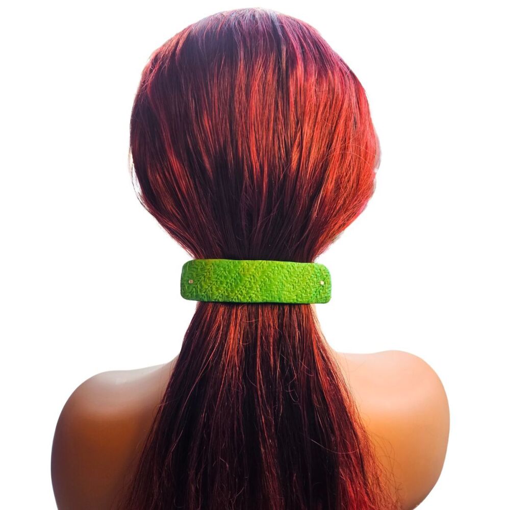 Dark Green Embossed Hair Clip