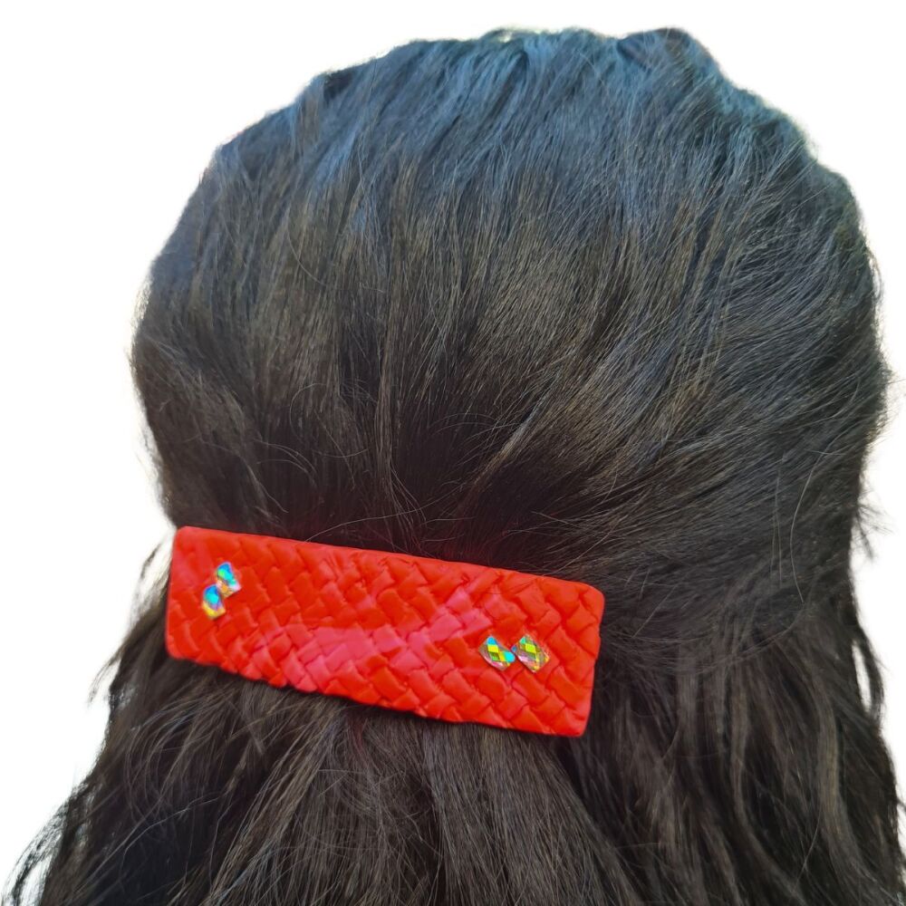 Hair Clip Barrette in Bold Orange