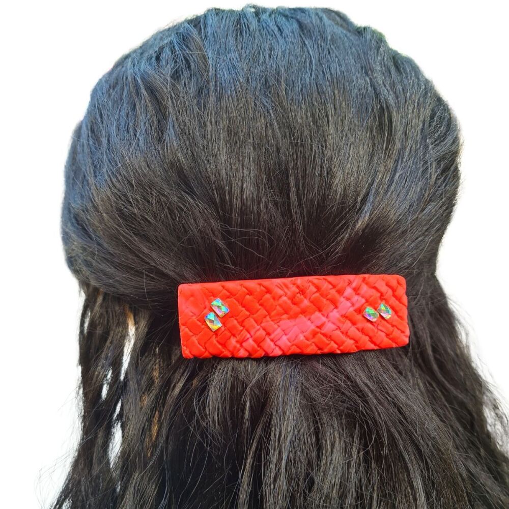 Hair Clip Barrette in Bold Orange