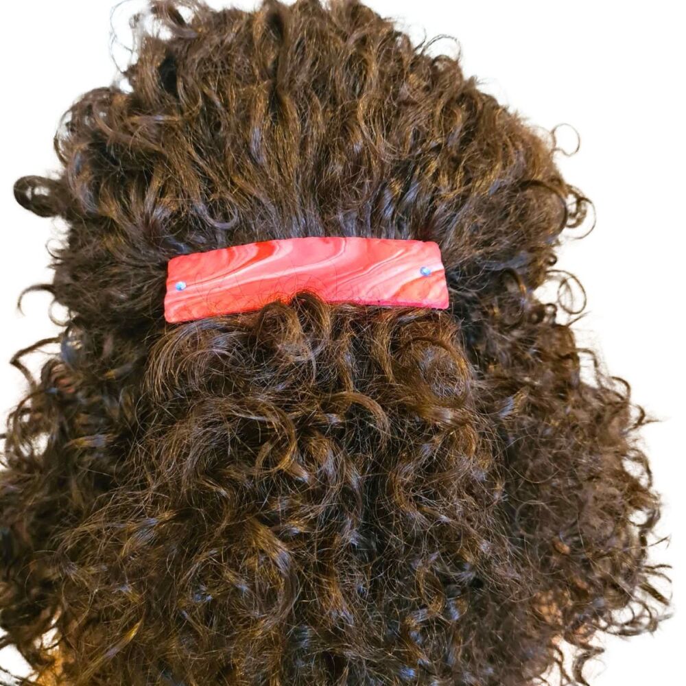 Hair Clip in Bold Orange Design