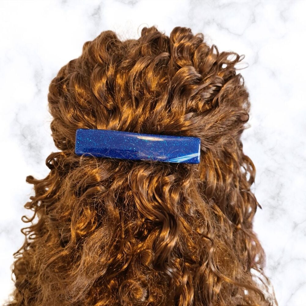 Dark Blue and White Hair Clip Barrette