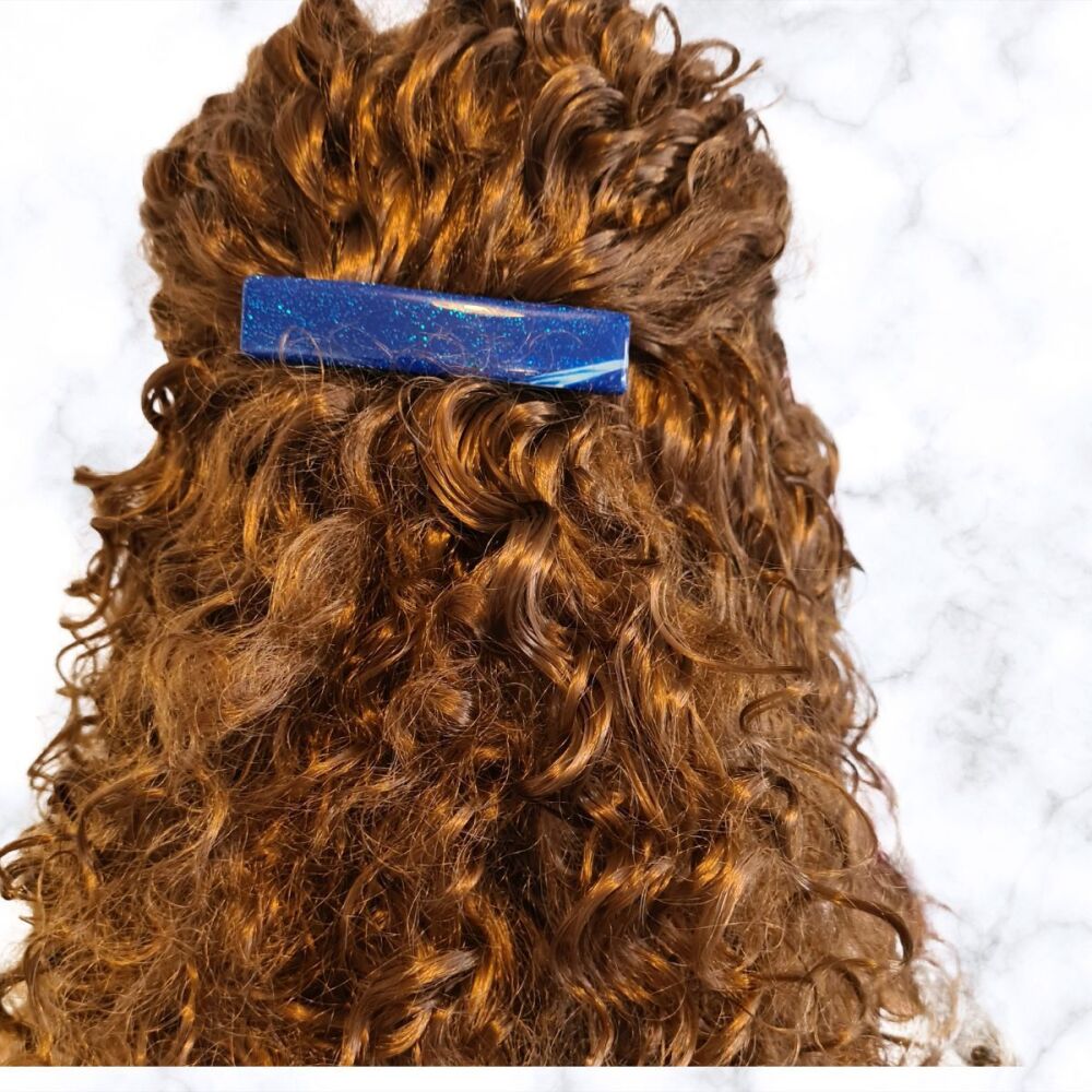 Dark Blue and White Hair Clip Barrette
