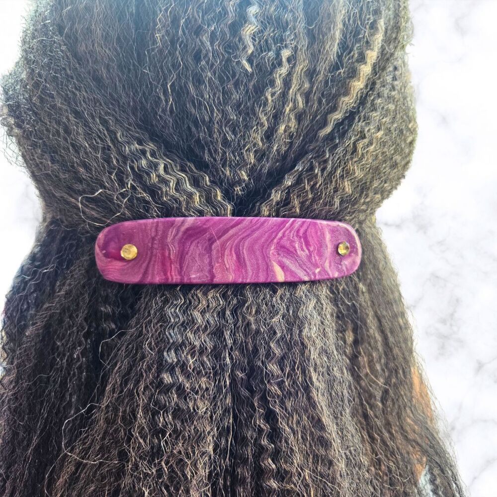 Purple Striped Hair Clip