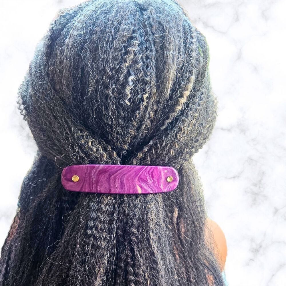 Purple Striped Hair Clip