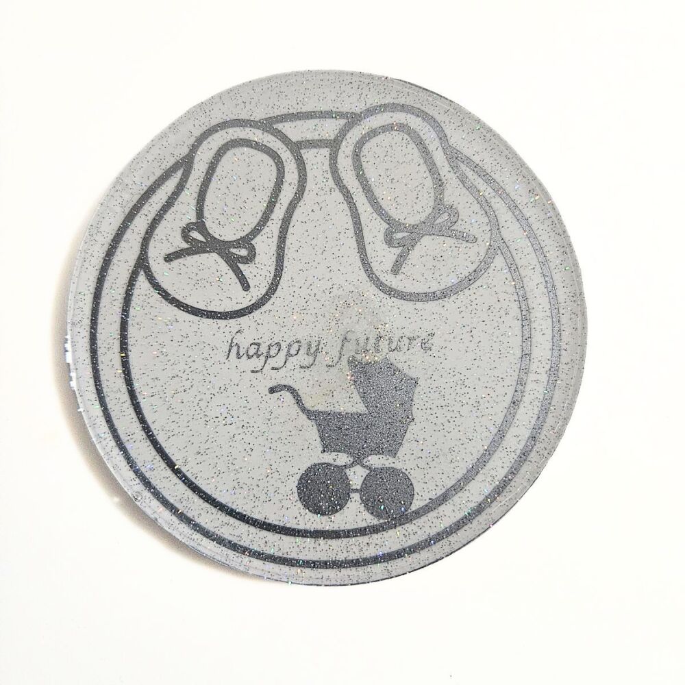 White Baby Shower Coaster