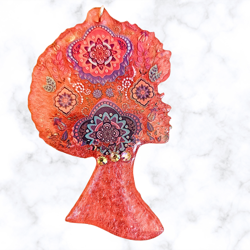 Pink Afro-head shaped Keyring