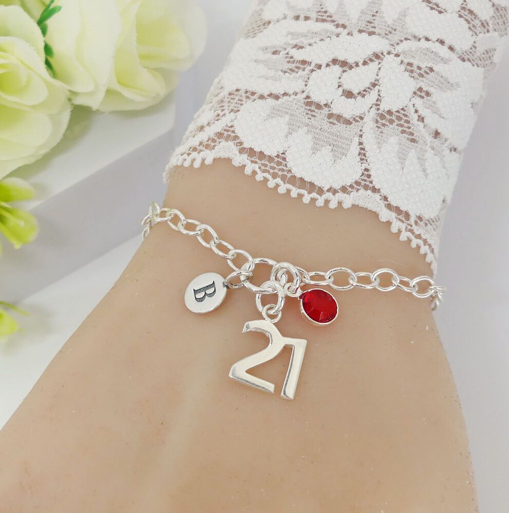 Silver 21st Birthday Charm Bracelet