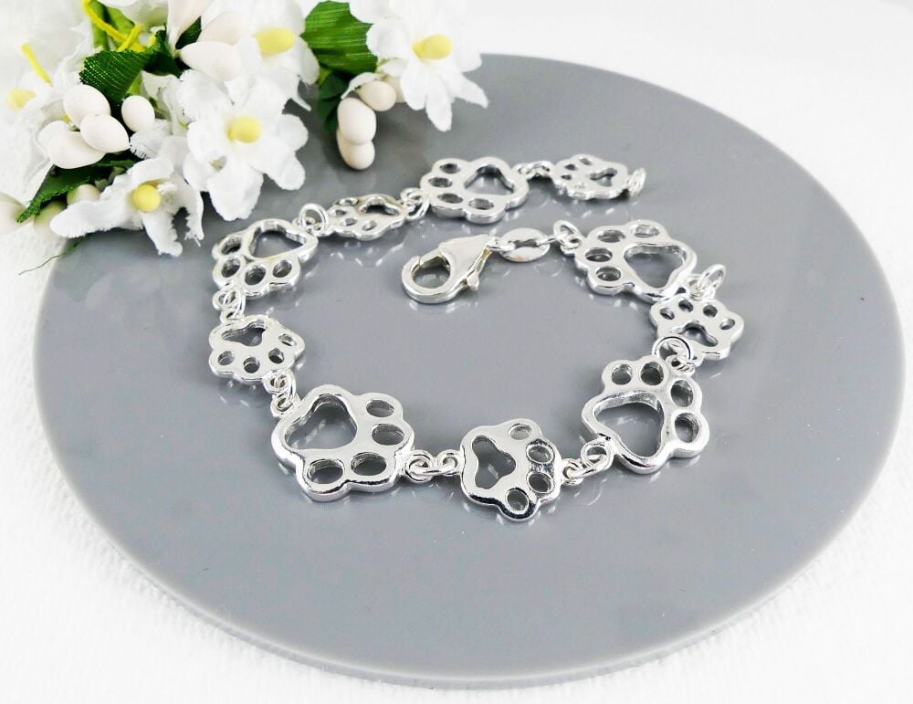 Silver Paw Charm Bracelet