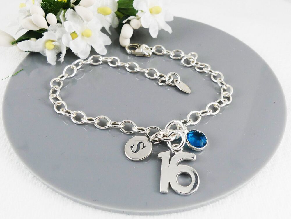 Silver 16th Charm Bracelet