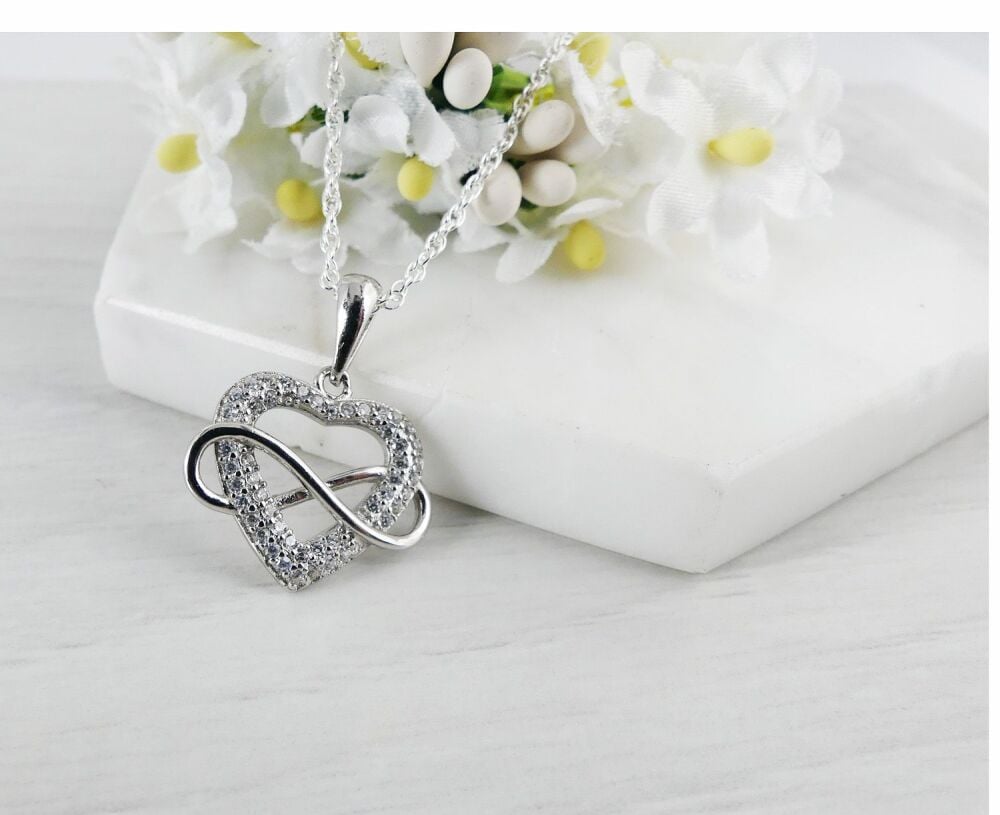 Sterling Silver  Infinity Heart Necklace