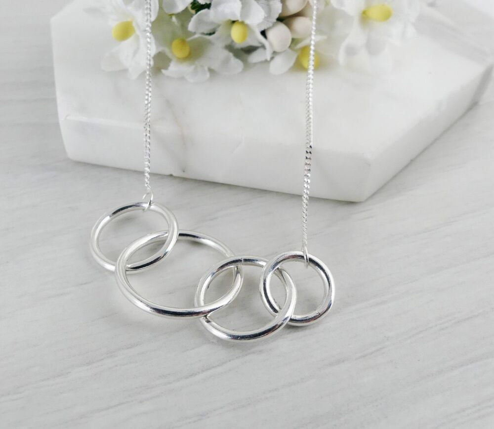 Sterling Silver Four Ring Necklace