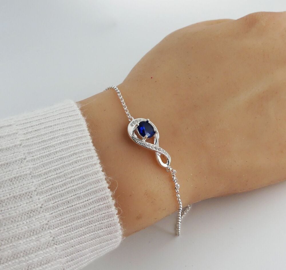 Silver Sapphire Charm Bracelet