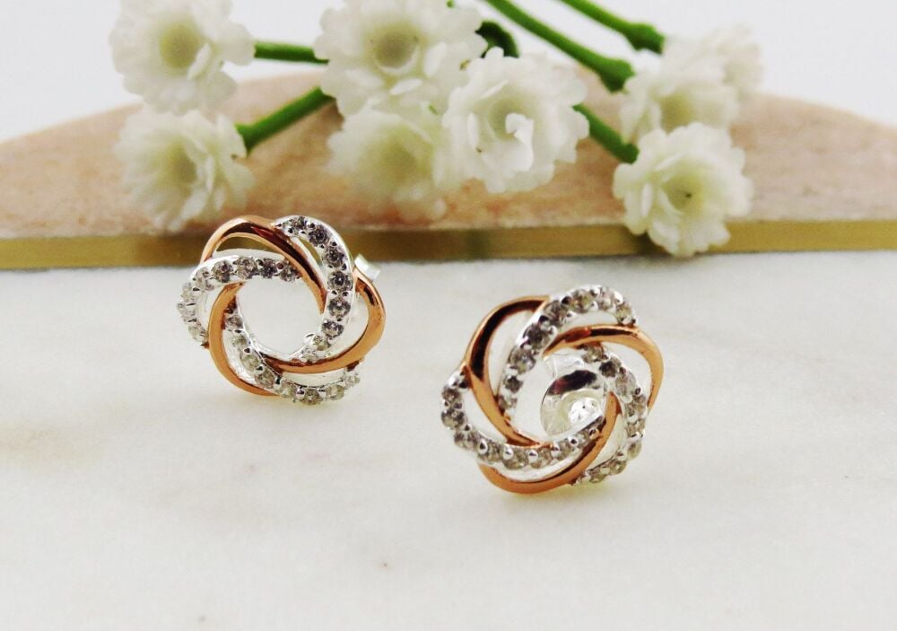 Rose Gold Silver Stud Earrings