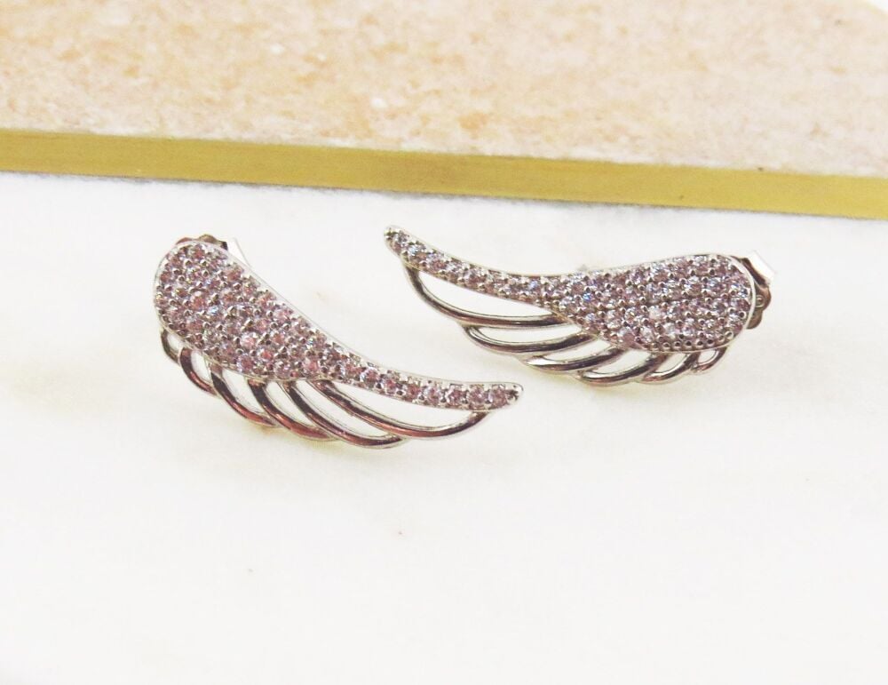 Silver Angel Wing Earrings