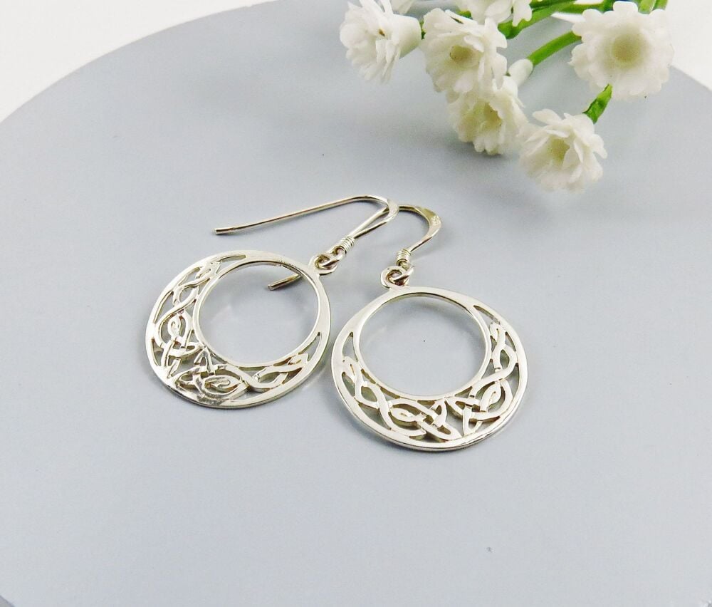 Silver Celtic Hoop Earrings