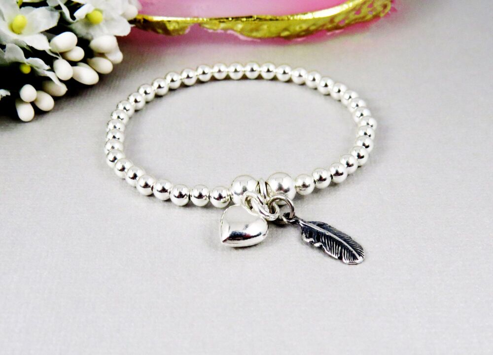 Heart and Feather Bracelet