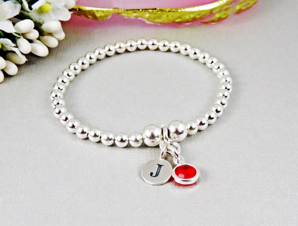 Initial Birthstone Charm Bracelet