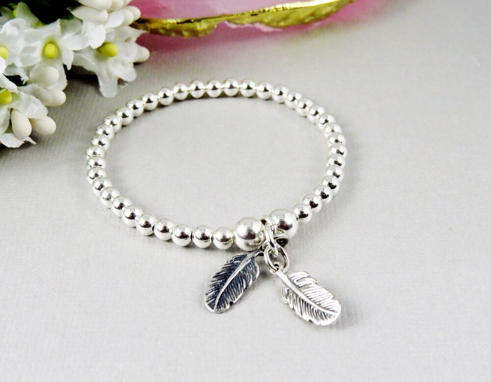 Double Feather Charm Bracelet