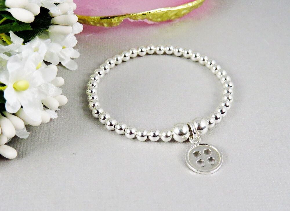 Silver Button Charm Bracelet