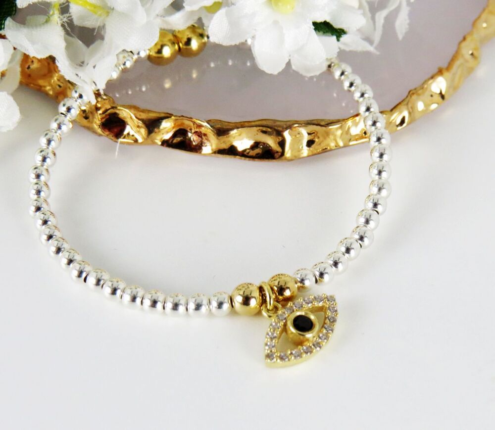 Gold Evil Eye Charm Bracelet