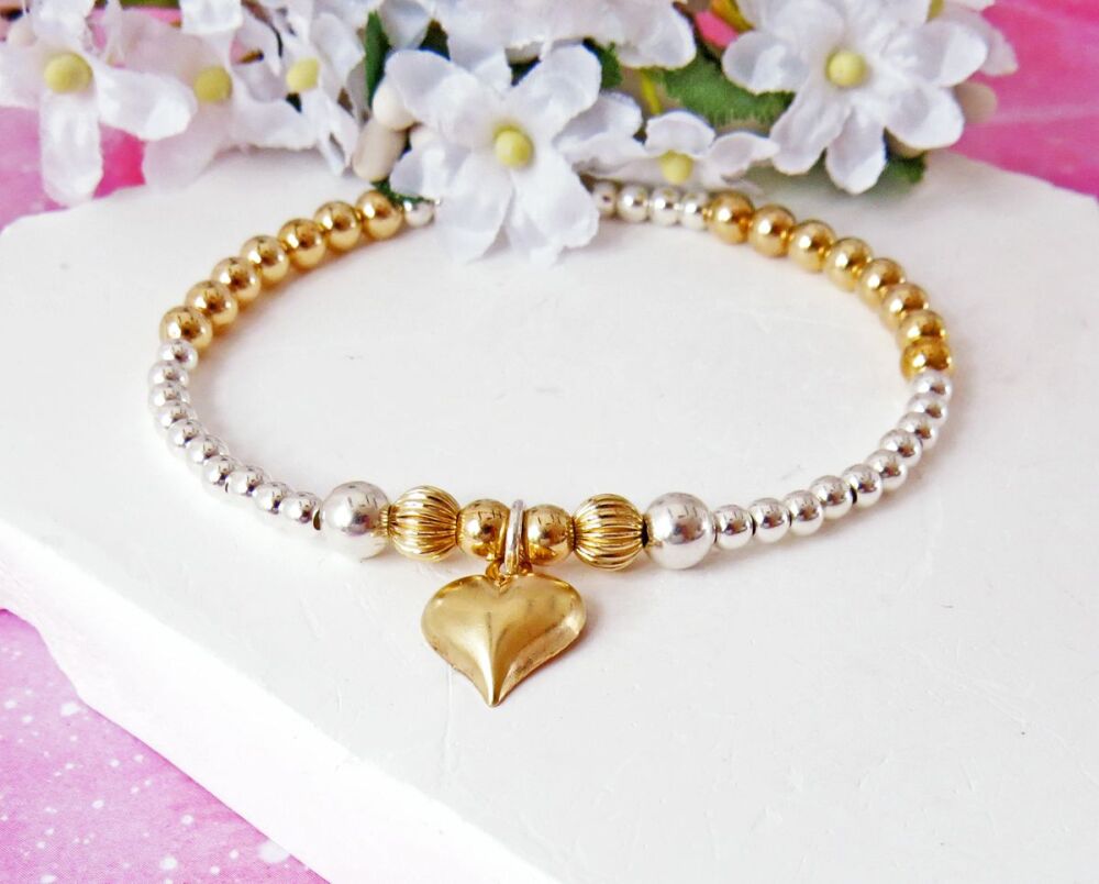 Gold Heart Charm Bracelet