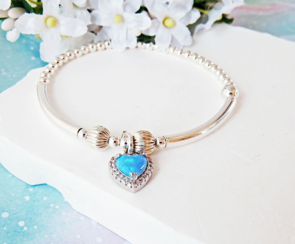 Blue Opal Charm Bracelet