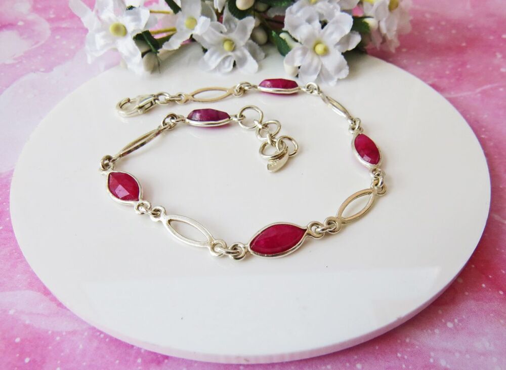 Ruby Gemstone Link Bracelet