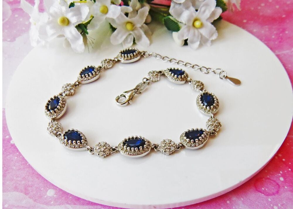 Sapphire Blue Link charm Bracelet