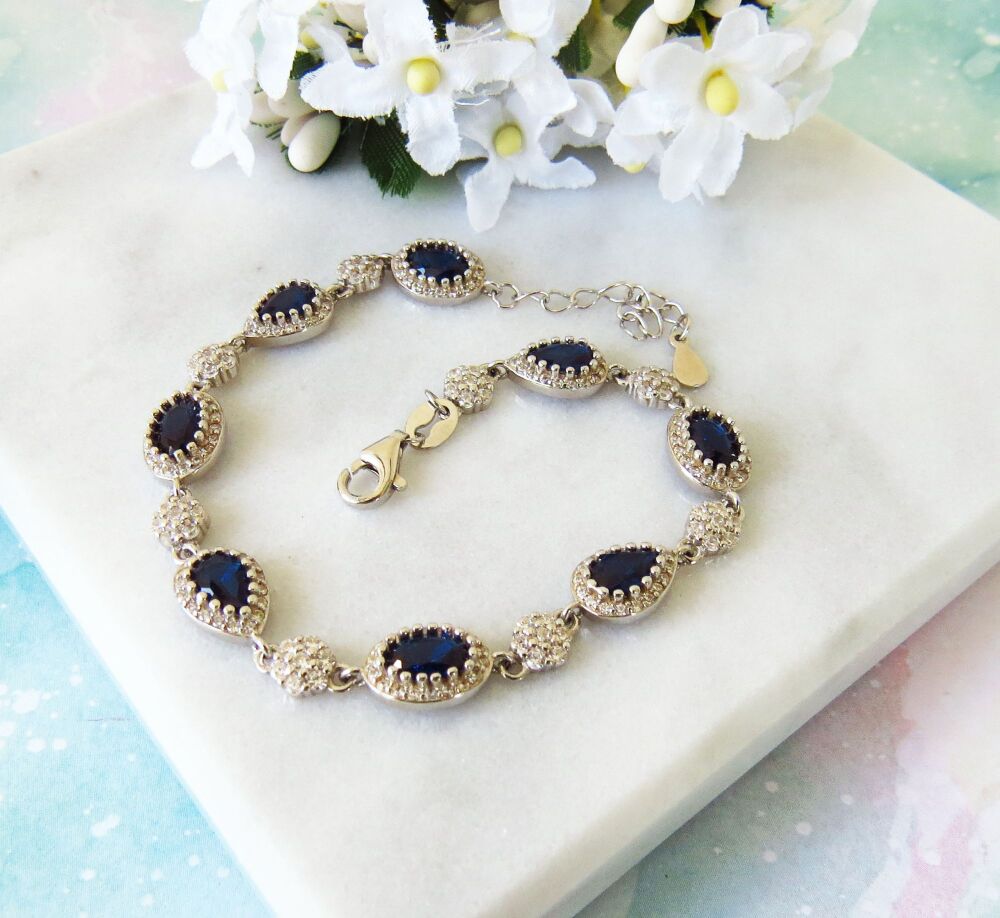 Sapphire Blue Link charm Bracelet
