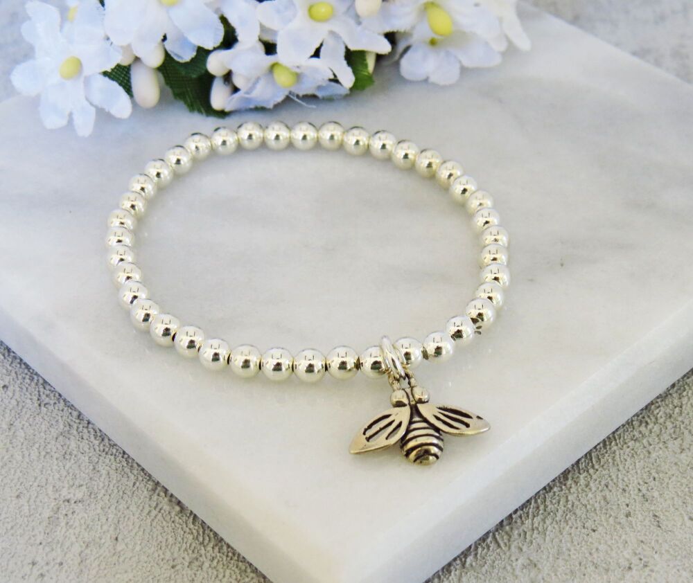 Silver Bee Charm Bracelet