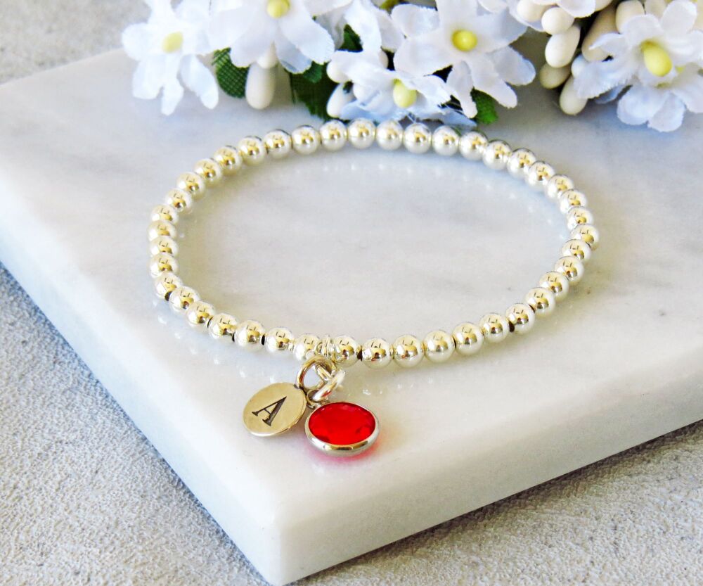 Silver Initial Crystal Bracelet