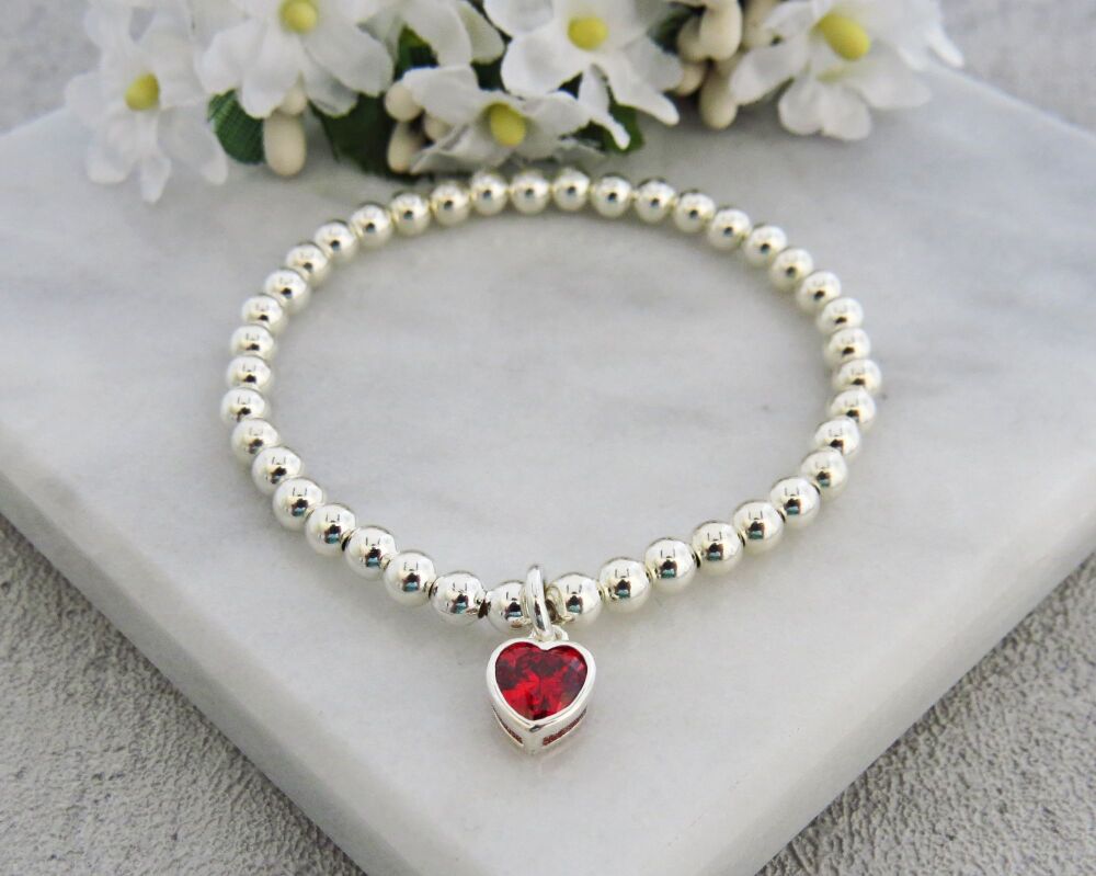 Sapphire Heart Charm Bracelet
