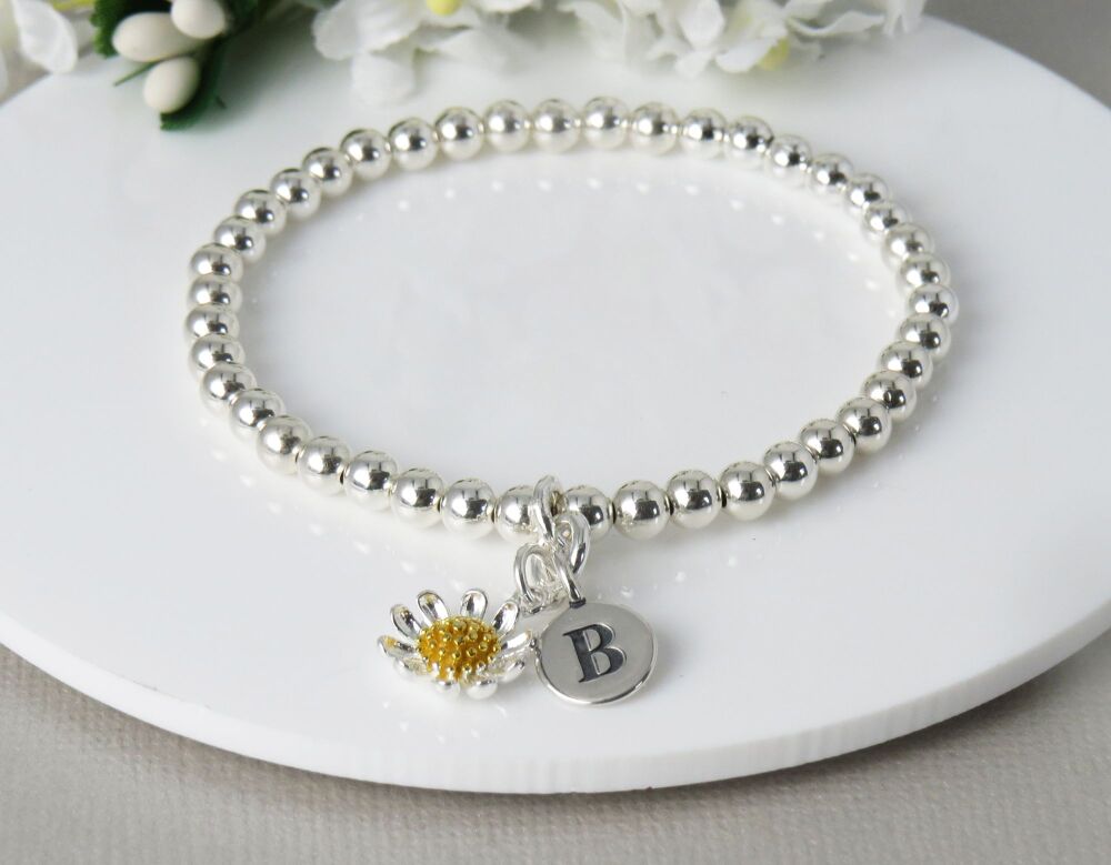 Daisy Initial Charm Bracelet