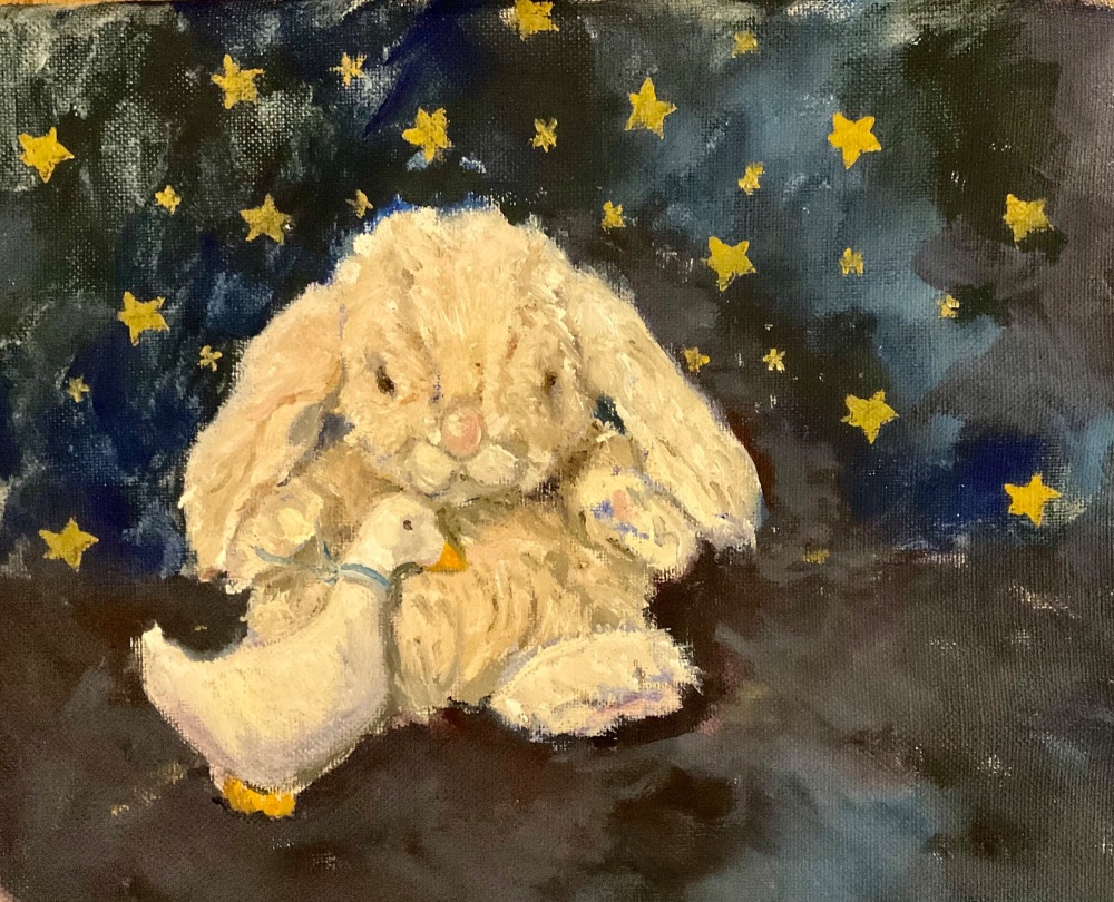 Kanini Bunny with his friend The Goose 24 x 30 cms (Unframed)