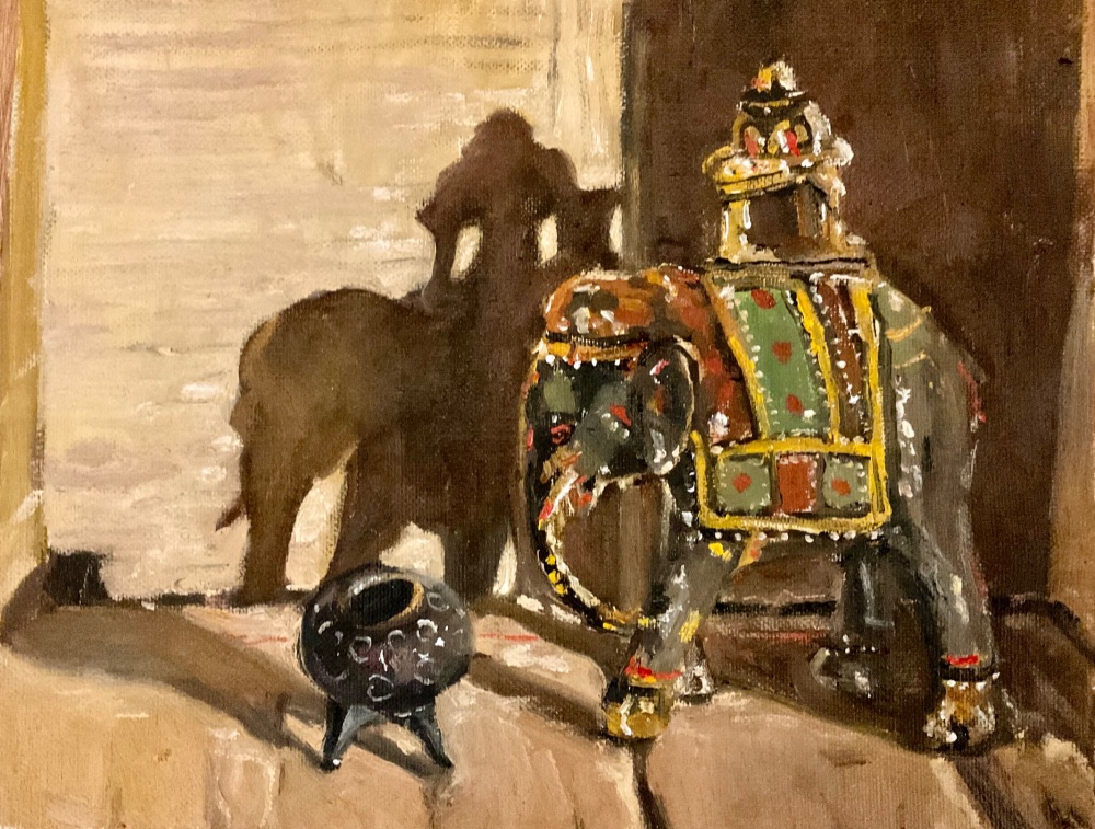 Indian Elephant and Peruvian Pot