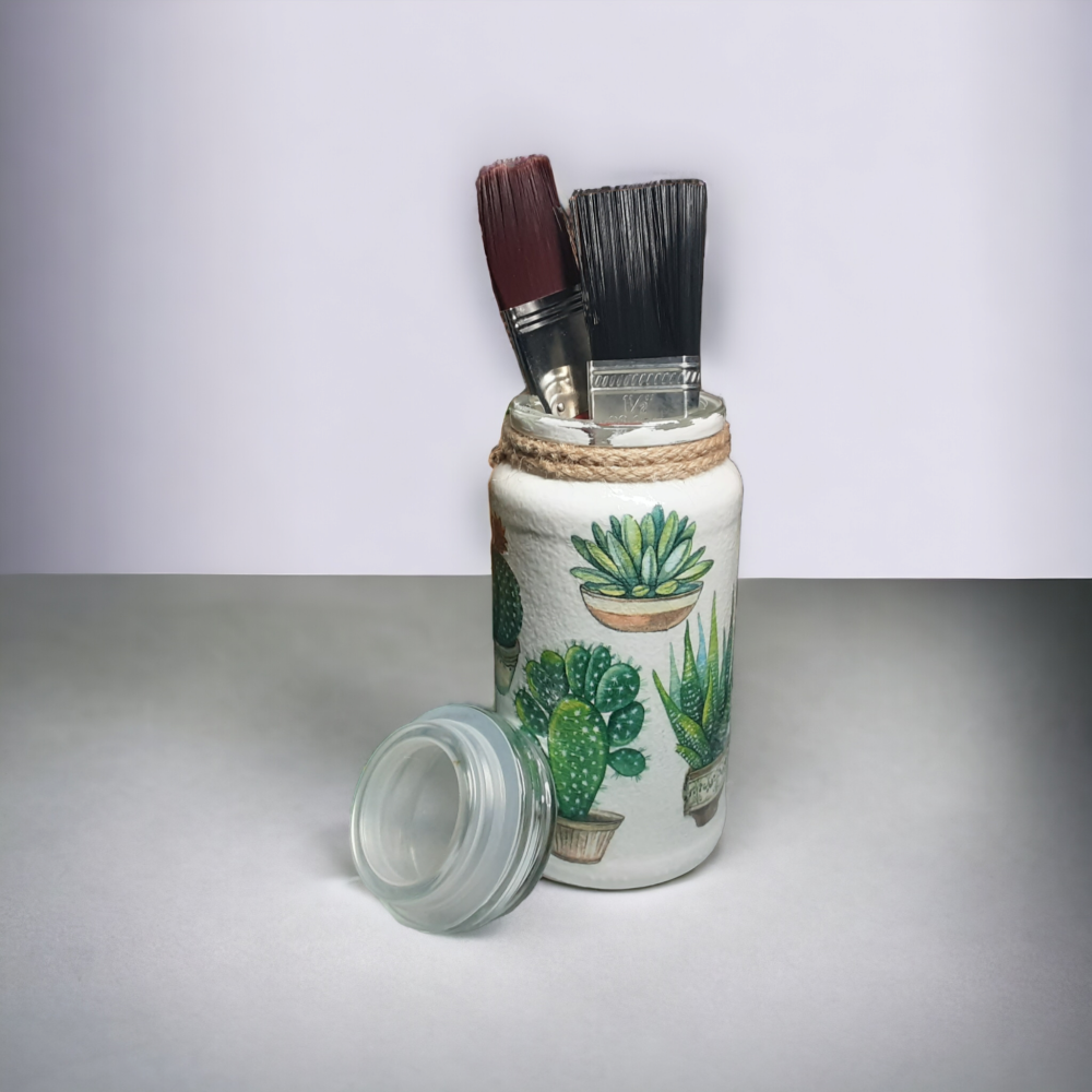 Re cycled decoupage utensil jar