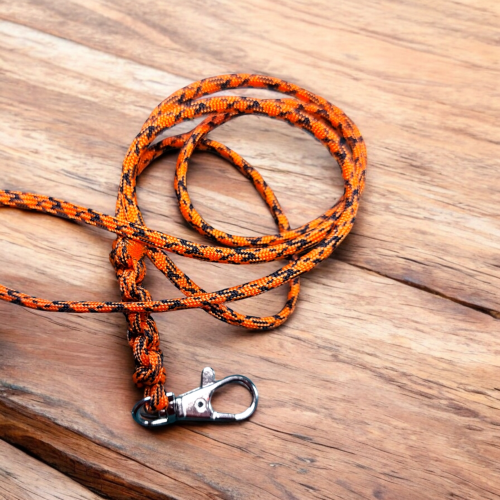 Handmade paracord lanyard.  High quality. Durable. Camouflage orange