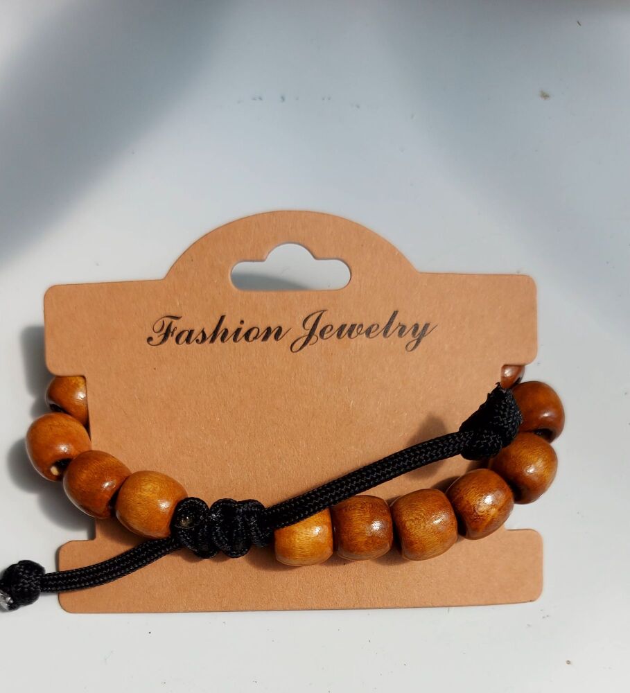 Handmade wooden bead paracord bracelet