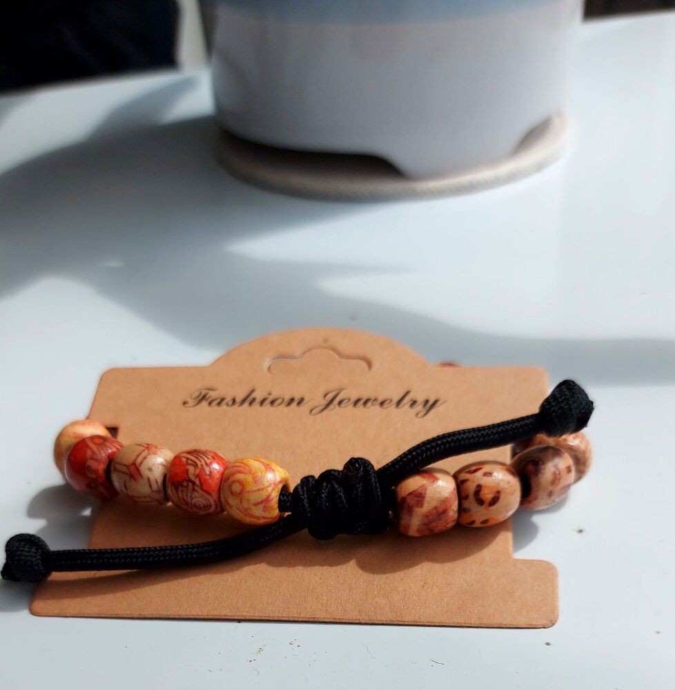 Handmade wooden bead paracord mens bracelet