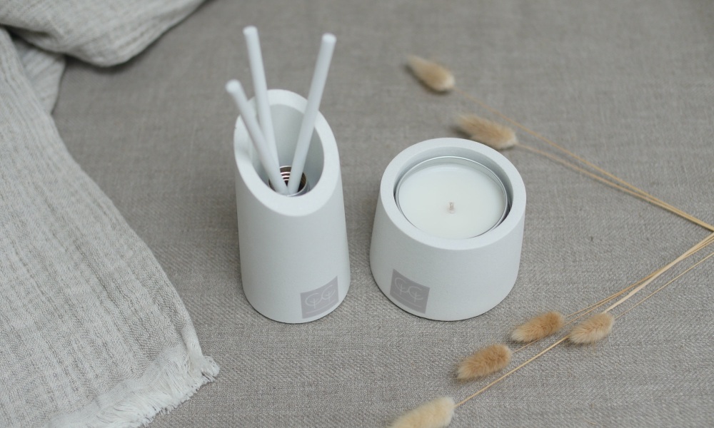 Limestone Candle Holder & Diffuser Holder Set