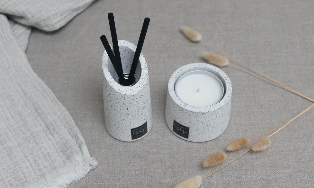 Flint Candle Holder & Diffuser Holder Set