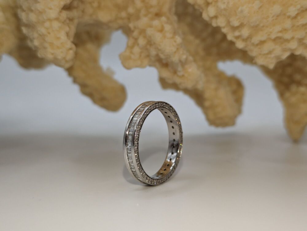 Full Baguette eternity ring with side diamonds 1.00ct VS1/ D